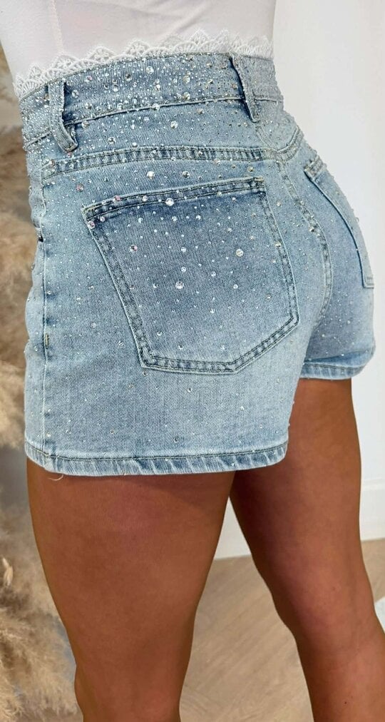 GLITTER LACE SHORT T161 DENIMBLUE