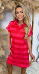 LIEKE KRAAG STREEP DRESS RED