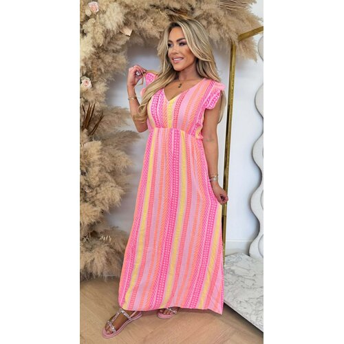 COTTON RUFFLE PRINT DRESS PRINT/PINK