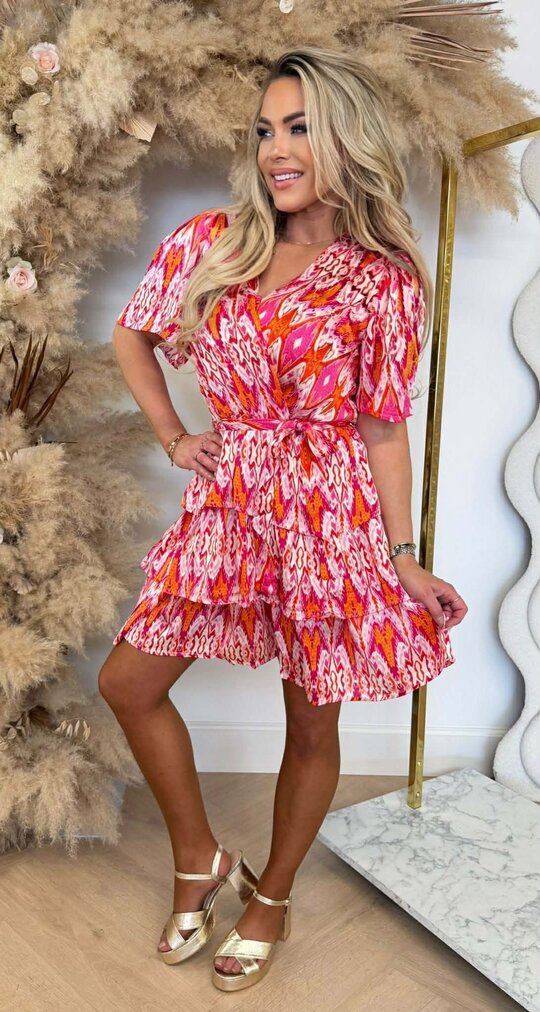 TROPICAL DRESS 4371A PINK/ORANGE