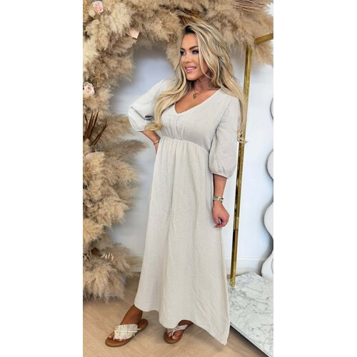 PROMISE COTTON MAXI DRESS BEIGE