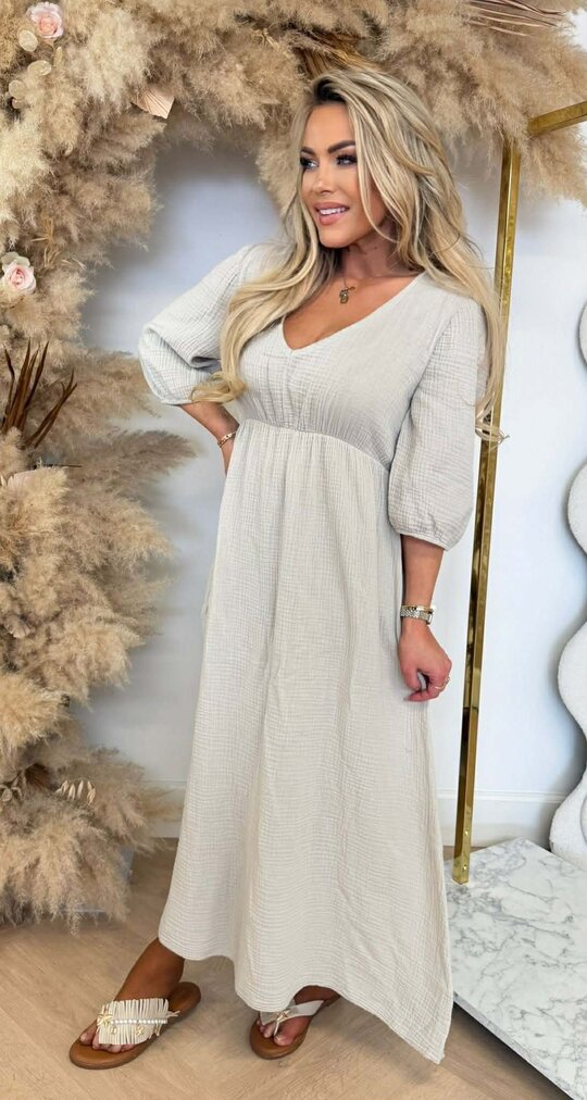 PROMISE COTTON MAXI DRESS BEIGE