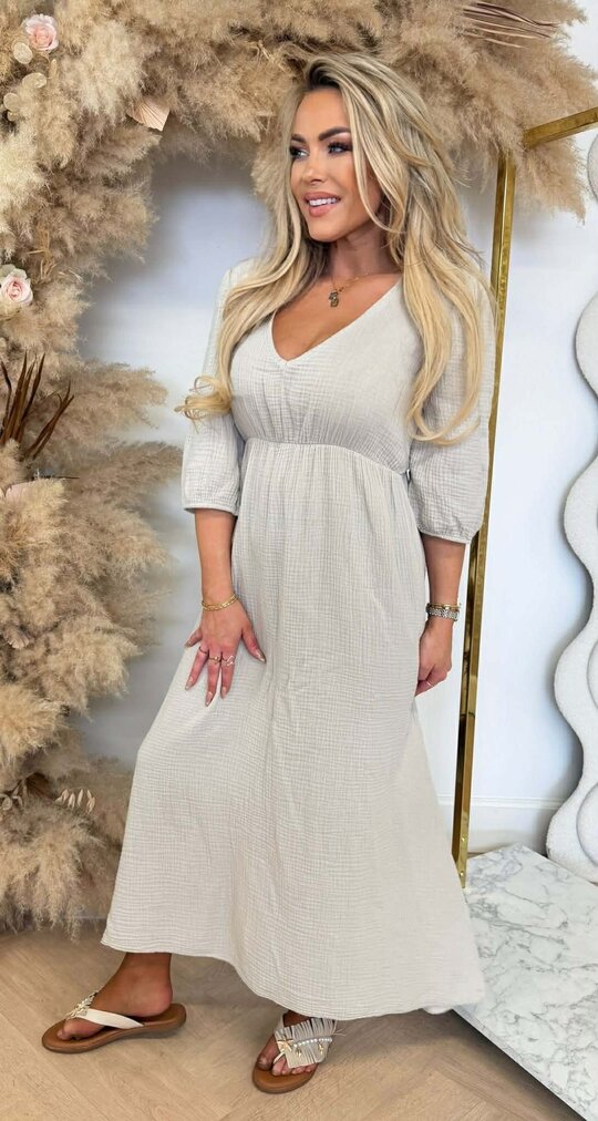 PROMISE COTTON MAXI DRESS BEIGE