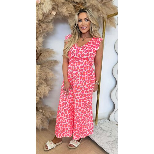 COTTON RUFFLE PRINT DRESS LEO/CREME