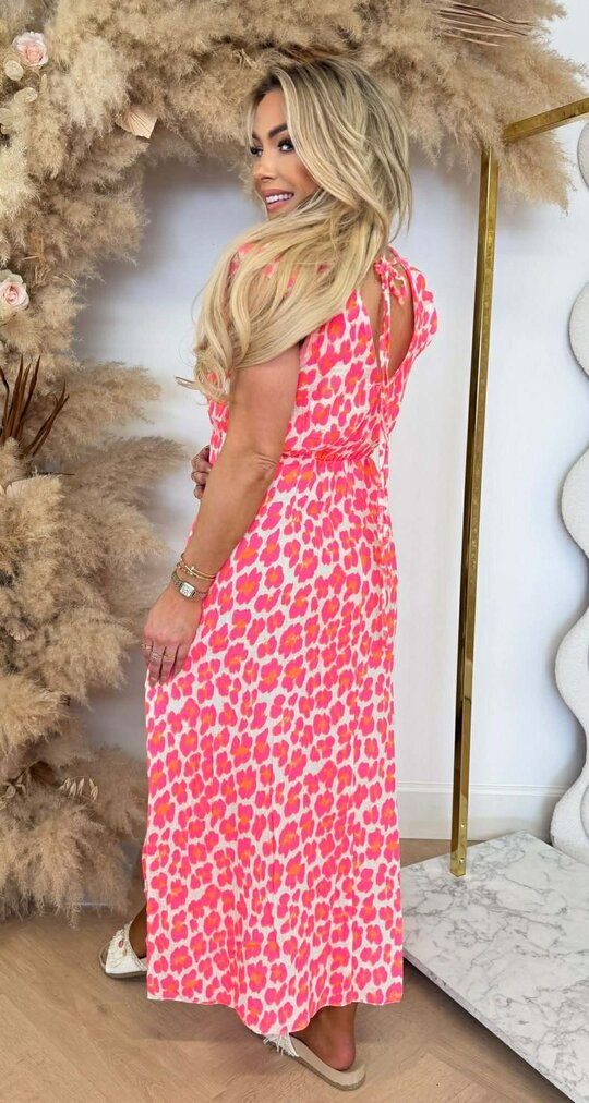 COTTON RUFFLE PRINT DRESS LEO/CREME