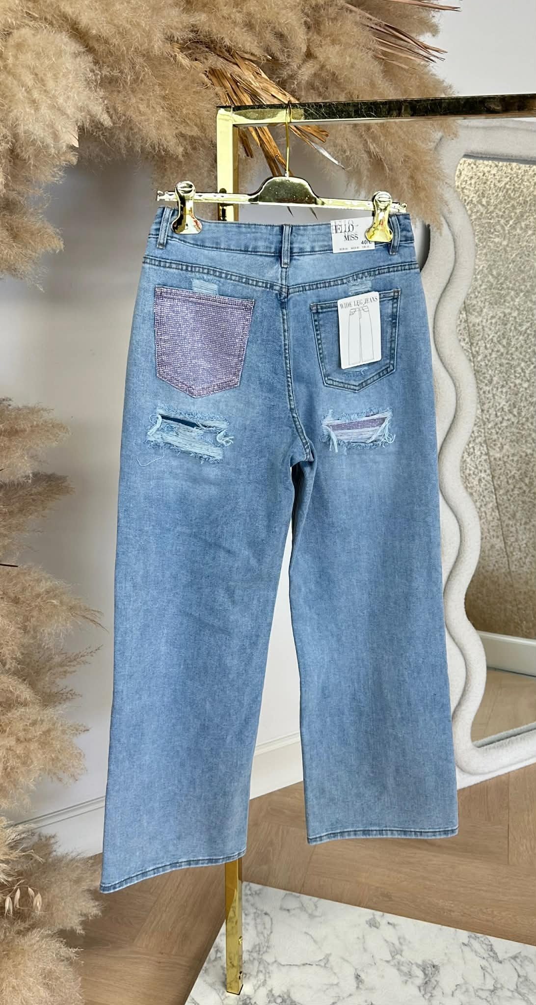 BESTSELLER SPARKLE PINK POCKET JEANS 1558 DENIMBLUE