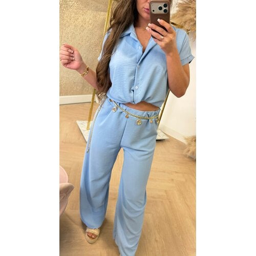 SIMPLE CLASSY CO-ORD SET ICEBLUE