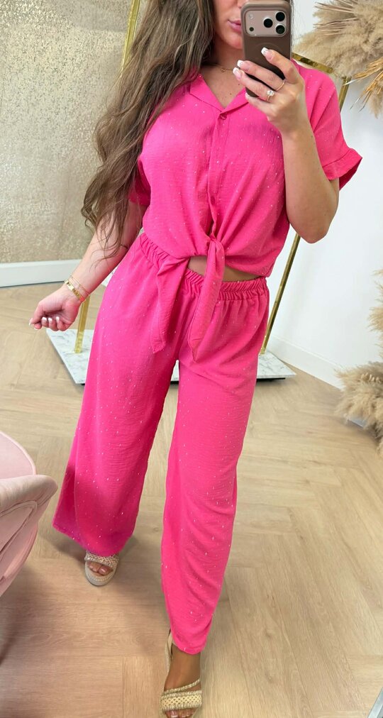 GLITTERY KNOOP SET FUCHSIA