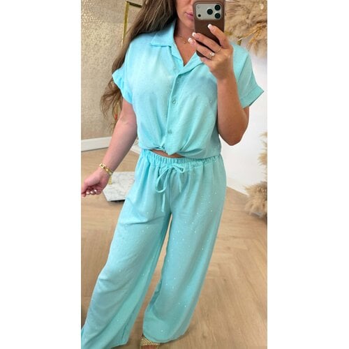 GLITTERY KNOOP SET AQUA