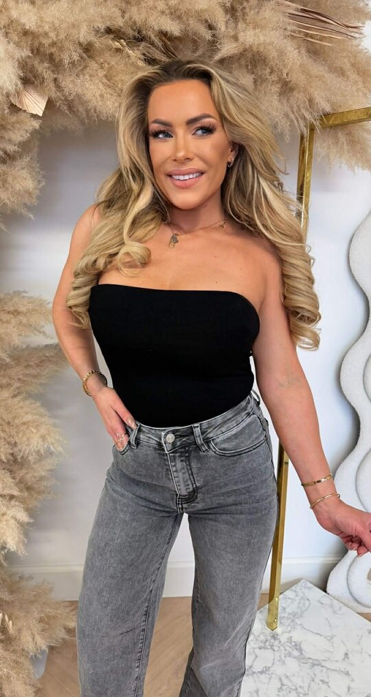 STRAPLESS RIB STRETCH TOP 7105 BLACK