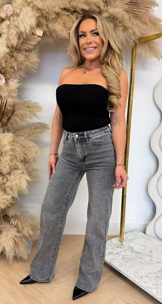 STRAPLESS RIB STRETCH TOP 7105 BLACK