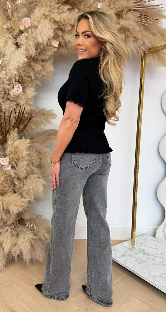 KELIE RUFFLE LACY TOP K5-05 BLACK