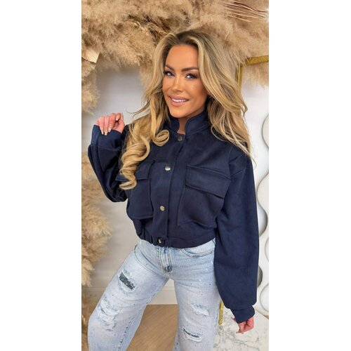 NOE SUEDE LOOK BOMBER JACKET NAVY