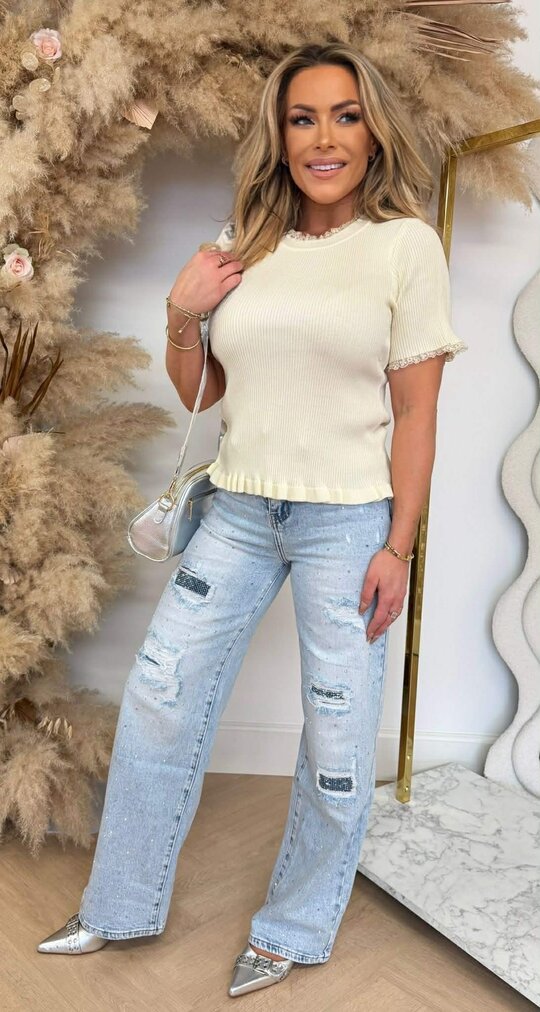 KELIE RUFFLE LACY TOP K5-05 BEIGE