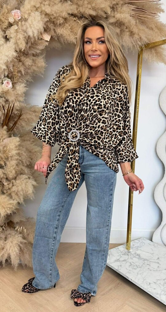 LEOPARD KNOT DETAIL BLOUSE