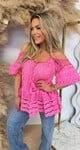 ELARA BOHO TOP NEONPINK