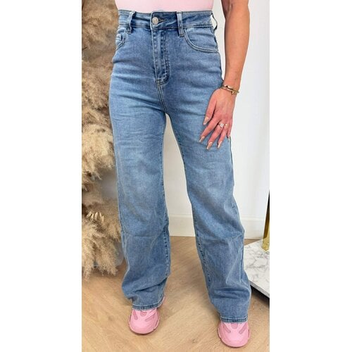BASIC STRETCH WIDE LEG JEANS H896-2 DENIMBLUE