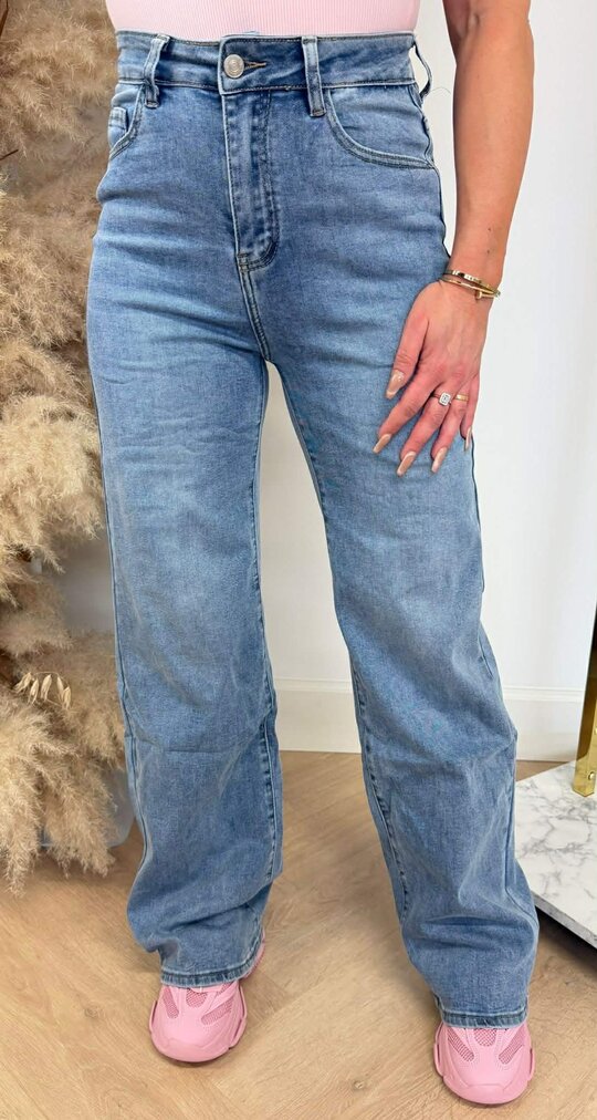 BASIC STRETCH WIDE LEG JEANS H896-2 DENIMBLUE