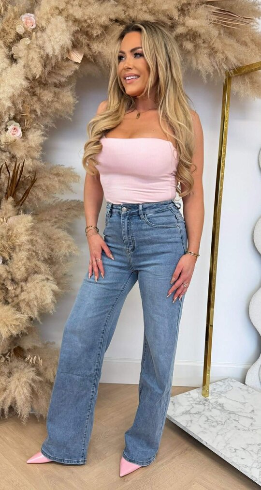 STRAPLESS RIB STRETCH TOP 7105 PINK