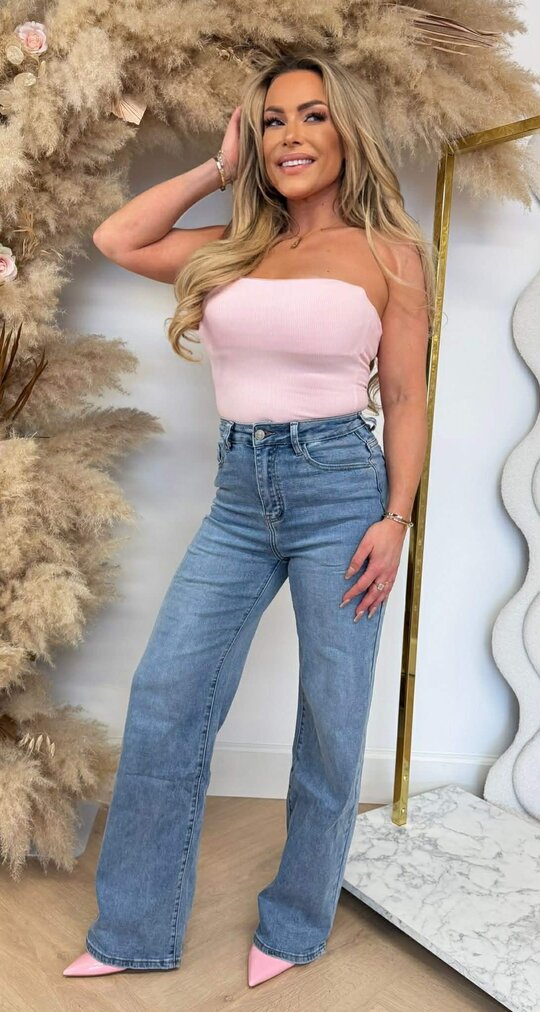 STRAPLESS RIB STRETCH TOP 7105 PINK