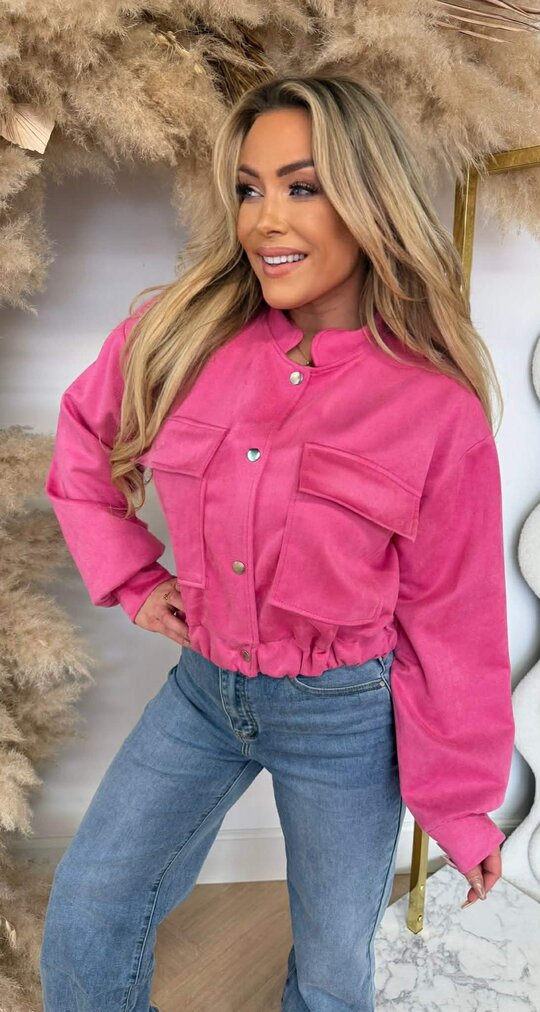NOE SUEDE LOOK BOMBER JACKET FUCHSIA