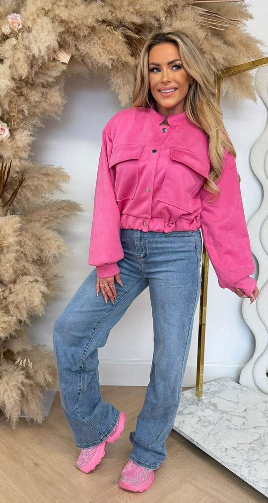 NOE SUEDE LOOK BOMBER JACKET FUCHSIA