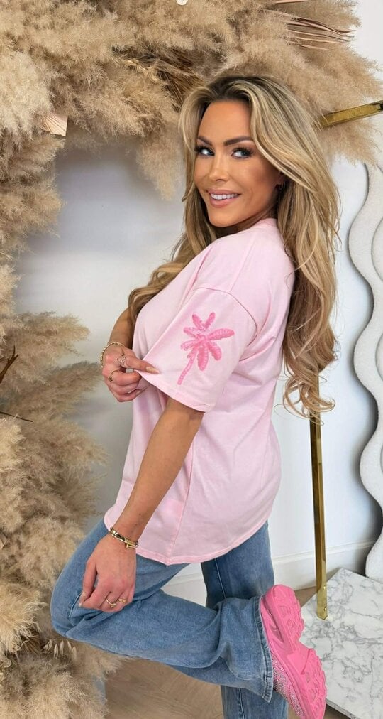 OVERSIZED PALM TEE 4834 PINK