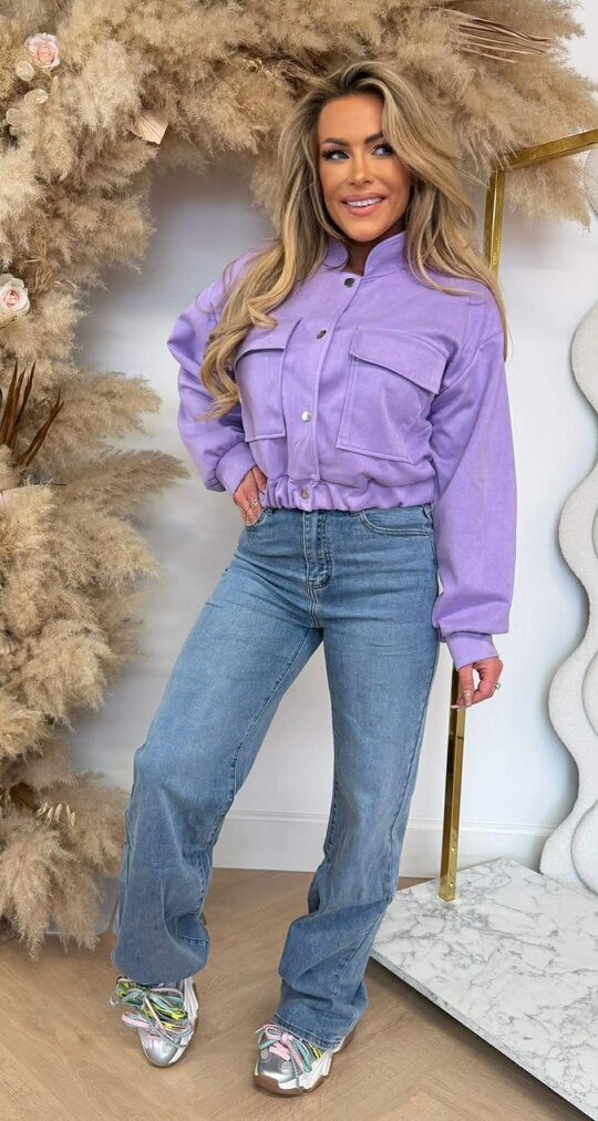 NOE SUEDE LOOK BOMBER JACKET LILA