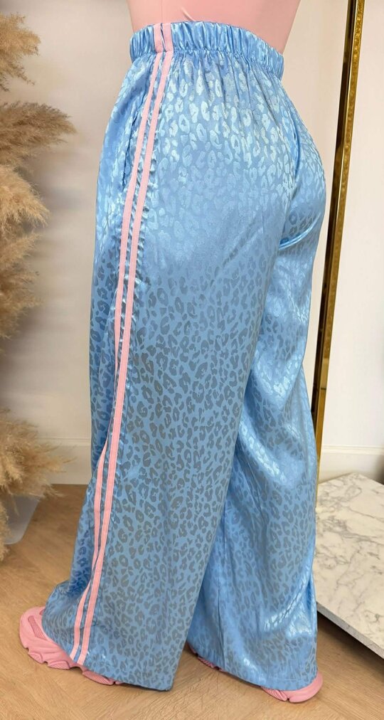 SHINE LEOPARD PANTS ICEBLUE