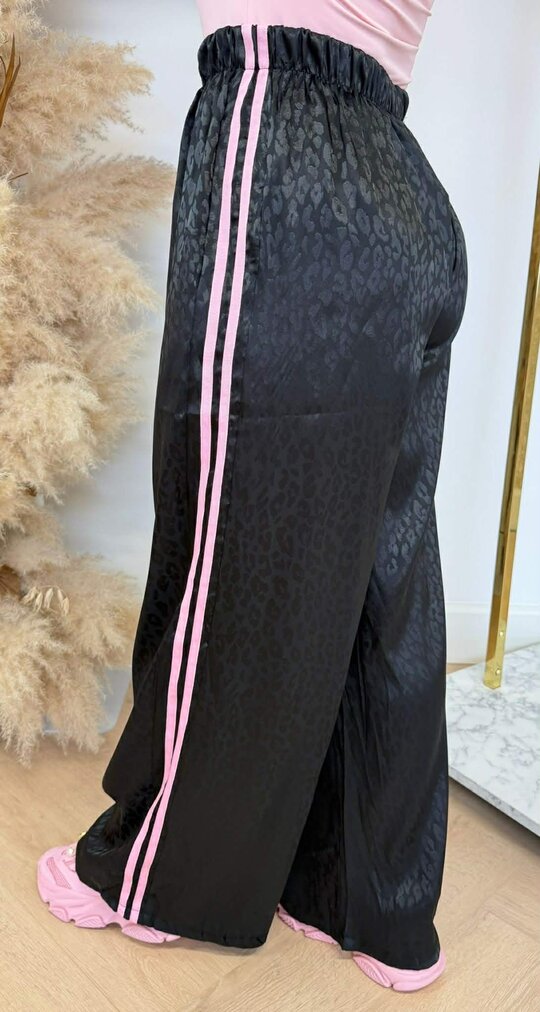 SHINE LEOPARD PANTS BLACK