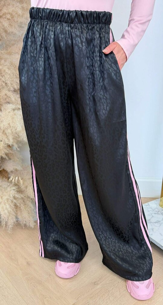 SHINE LEOPARD PANTS BLACK
