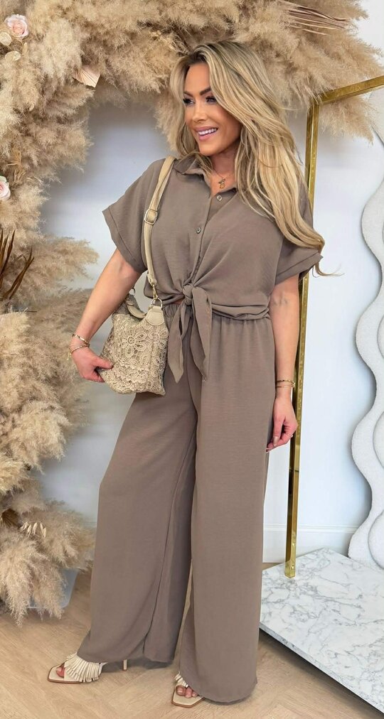 SIMPLE CLASSY CO-ORD SET TAUPE