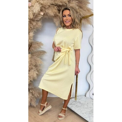 STRIKKY LONG DRESS BUTTERYELLOW