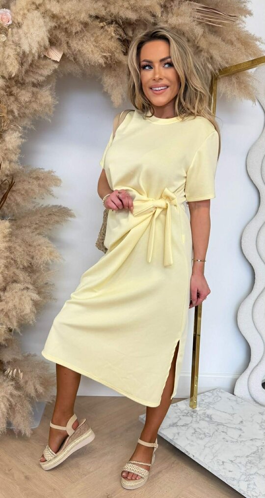 STRIKKY LONG DRESS BUTTERYELLOW
