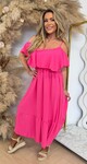 ARIA RUFFLE MAXI DRESS FUCHSIA