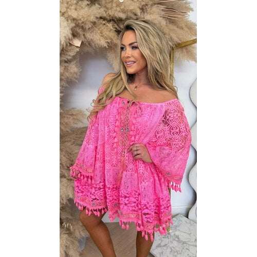 SIENNA BOHEME DRESS NEONPINK