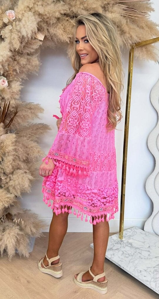 SIENNA BOHEME DRESS NEONPINK