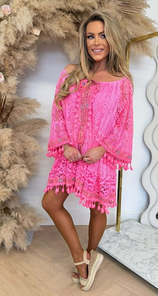 SIENNA BOHEME DRESS NEONPINK