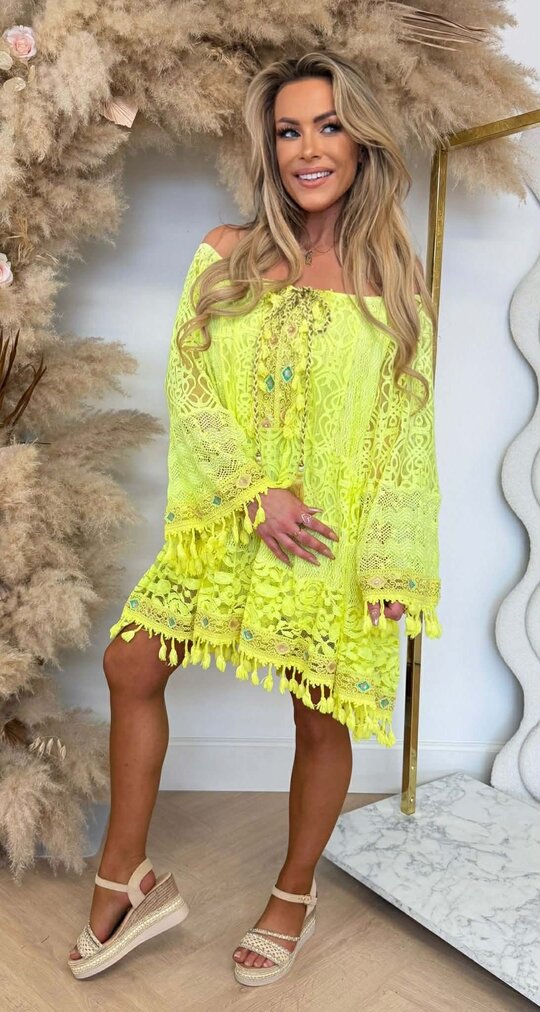 SIENNA BOHEME DRESS NEONYELLOW