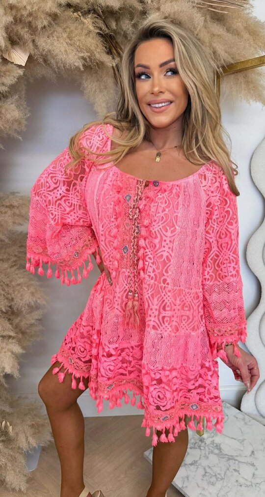 SIENNA BOHEME DRESS NEONCORAL