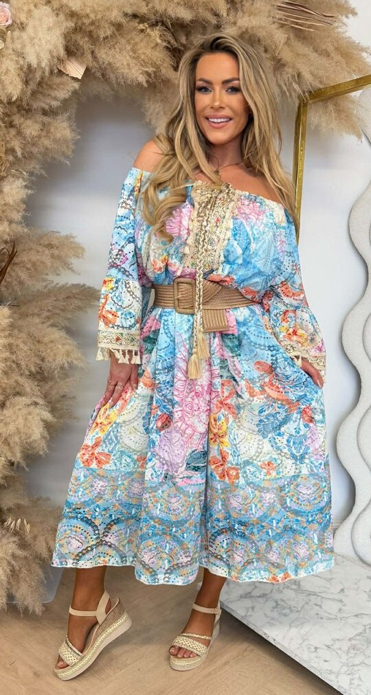 COLORFUL SUNNIE DRESS BLUE