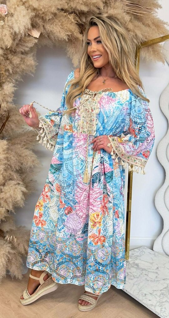 COLORFUL SUNNIE DRESS BLUE