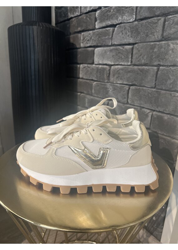 Golden Detail Sneaker - Ecru