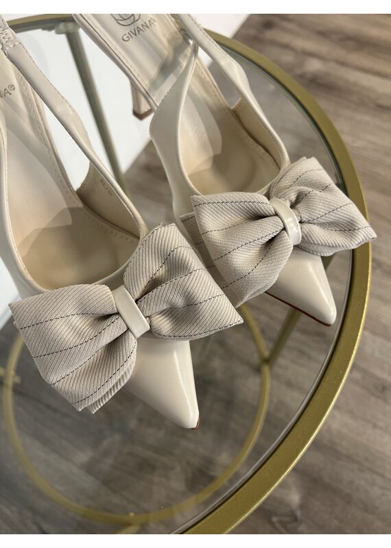 Bow Heels Krijtstreep - Ecru