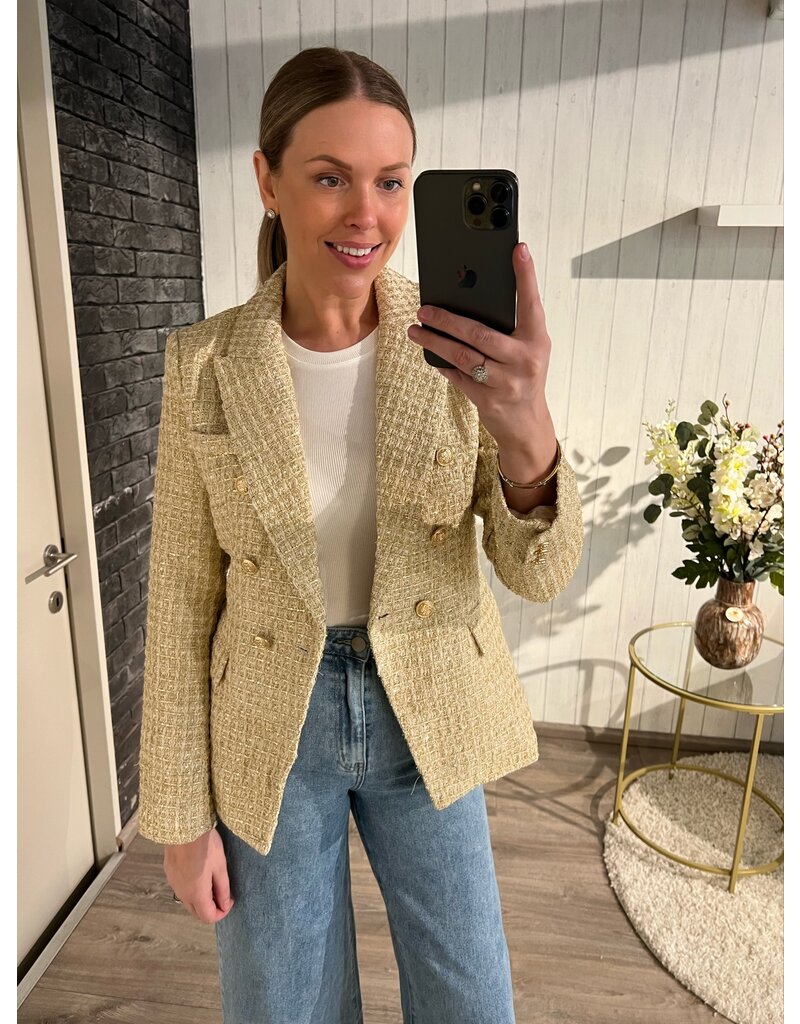 Ella Tweed Blazer - Goud