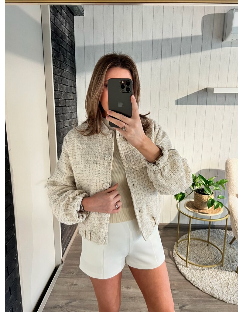Paige Tweed Bomber - Beige