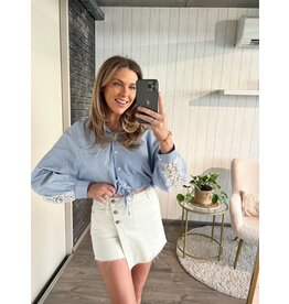 Lace Crop Blouse - Blauw