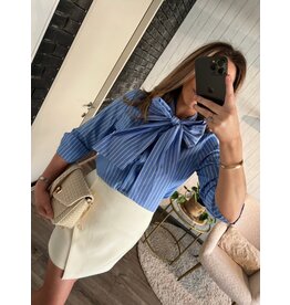 Bow blouse glitter - Blauw