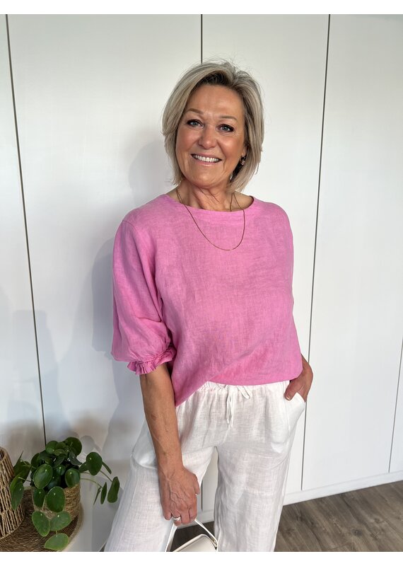 Emmy Linnen Top - Fuchsia