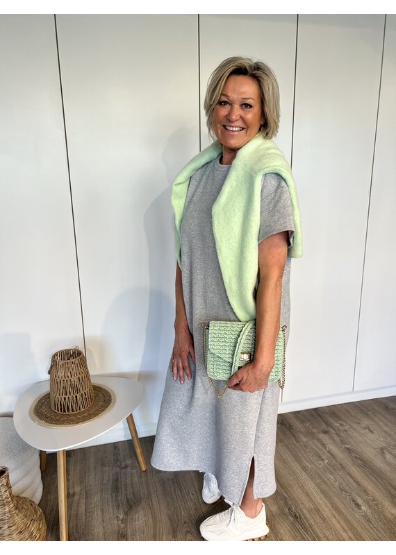 Split Sweater Dress - Grijs